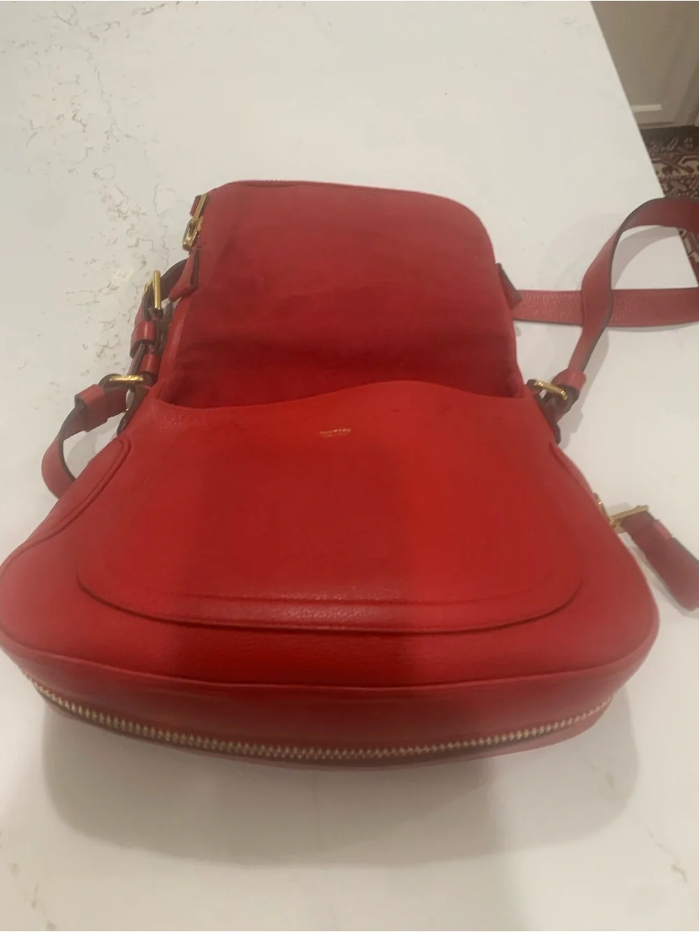 TOM FORD Medium Jennifer Grained Leather Shoulder Bag Red Color